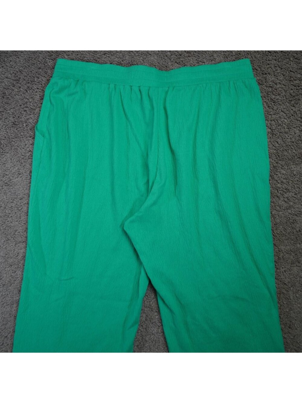 Belle Kim Gravel Wide Leg Pants Womens 1X Green Button Accent Bohemian Casual - Picture 9 of 9